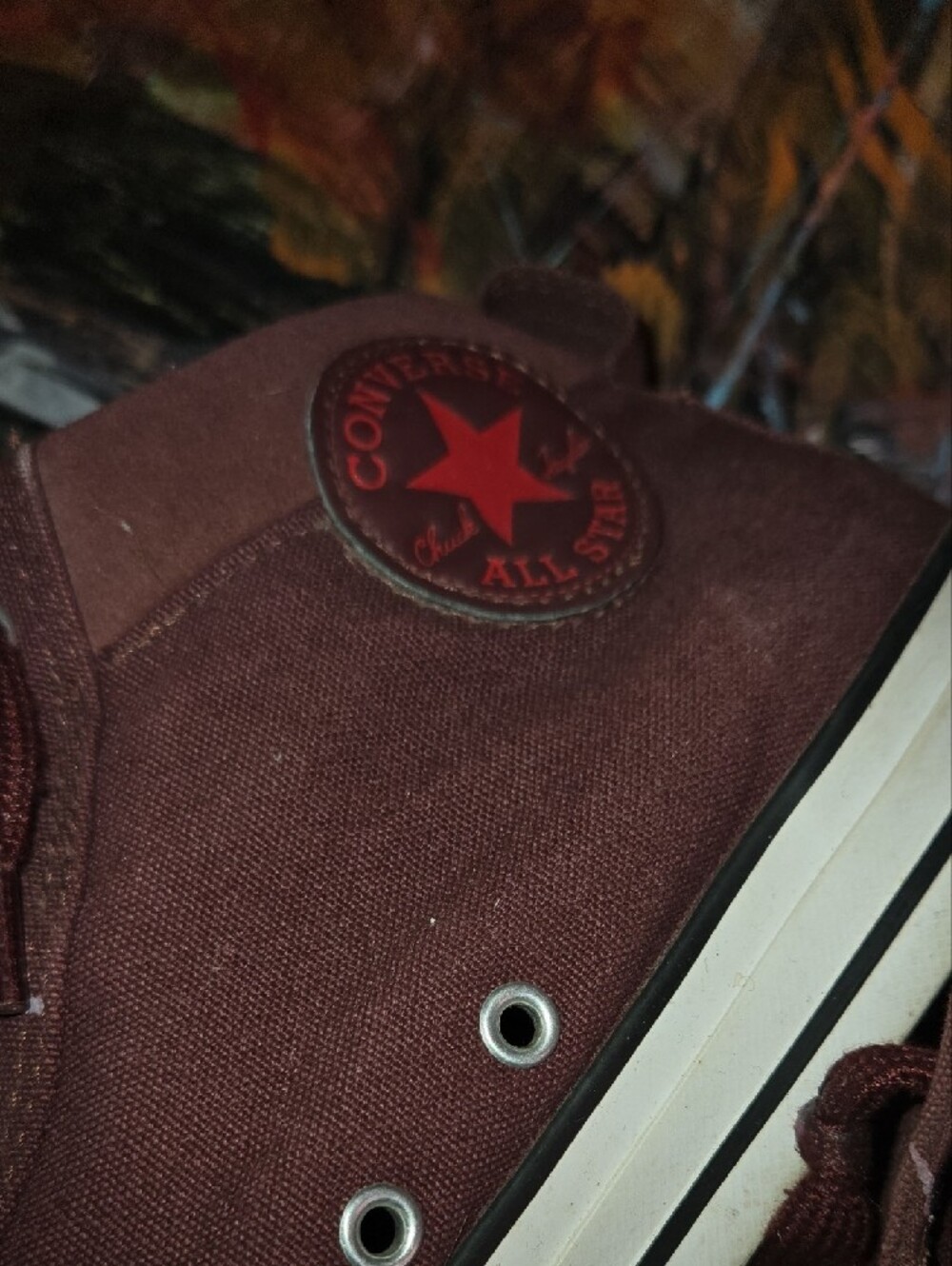 Converse High Top Sneakers in Burgundy - Picture 7 of 12